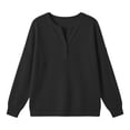 thumbnail image 4 of Perfectbot Women's Waffle Knit Henley Sweatshirt, Relaxed Fit Drop Shoulder Long Sleeve Ribbed Cuffs Top, 4 of 8