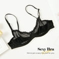 thumbnail image 6 of Wingslove Women's Sexy 1/2 Cup Lace Bra Balconette Mesh Underwired Demi Shelf Bra Unlined See Through Bralette,Black 34B, 6 of 9