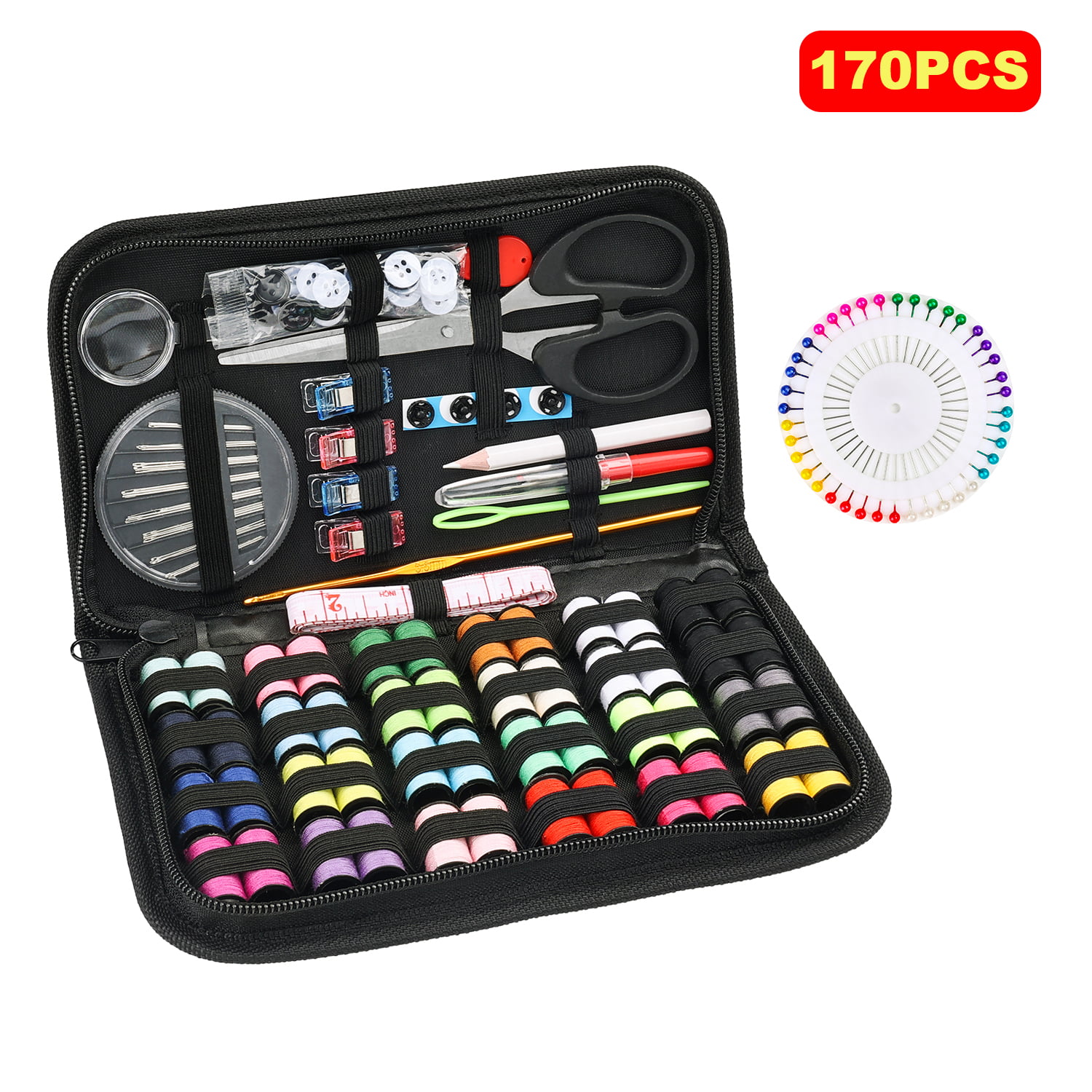 Sewing Kit, Sew Kit for Adults OKOM 128Pcs, Beginner, Home, Traveler, DIY,  Emergency- Premium Sewing Kits, Portable Large- Filled with Sewing