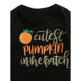 thumbnail image 4 of Pudcoco Baby Girl Halloween Clothes Set Pumpkin Print Romper+Striped Pants,0-24M, 4 of 7