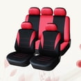 thumbnail image 4 of Chidian 9 Pcs 5 Seats Car Seat Covers Universal Auto Seat Cover Wear Resistant Dustproof Car Seat Protector Mat Car Interior Accessory (Red), 4 of 7