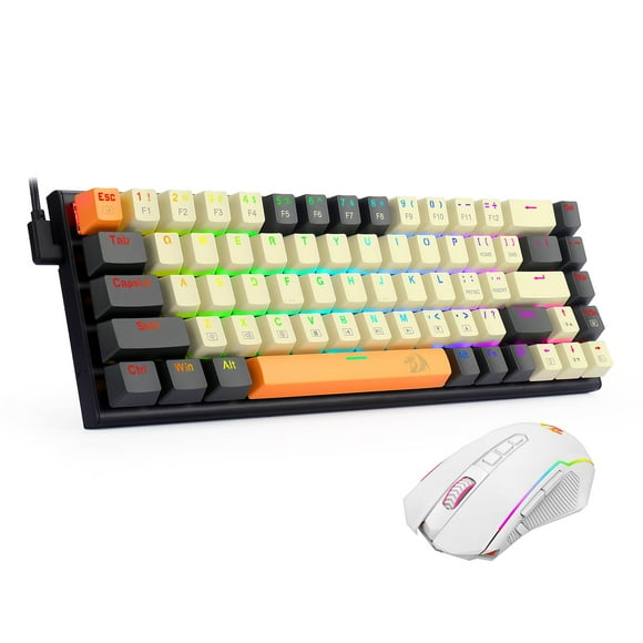 Redragon White Wireless Gaming Mouse and Mechanical Keyboard