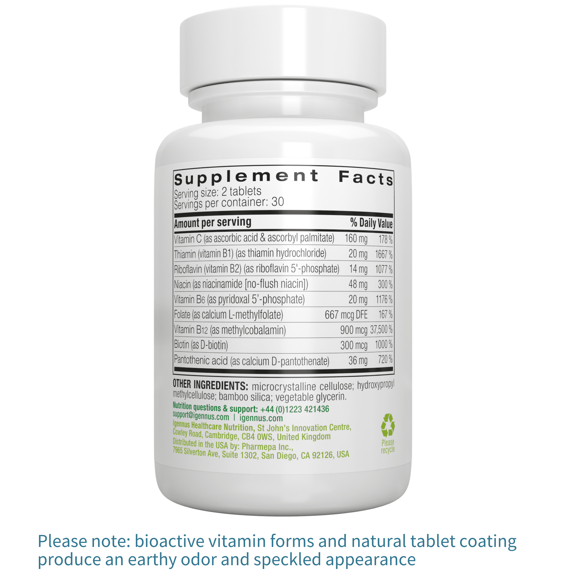 Igennus Super B-Complex Methylated B Vitamins, Sustained Release, Clean Label, MTHFR Supplement with Methylfolate & B12 Methylcobalamin, Vegan, Lab Verified, 60 Small Tablets