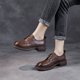 thumbnail image 2 of Zapatos planos de primavera 2022 para mujer, mocasines con cordones, piel de vaca auténtica, tacones bajos para mujer, mocasines de punta redonda y tacón grueso para mujer, 2 of 5