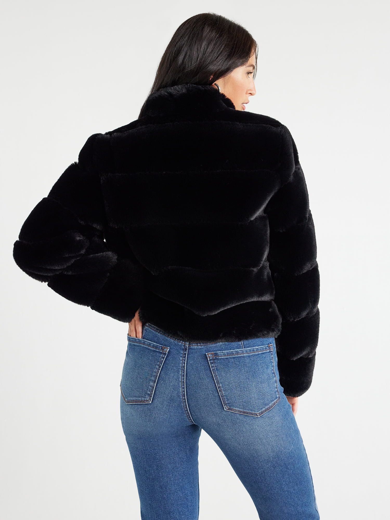 Sofia Jeans Women's Faux Fur Chubby Jacket, Sizes XXS-3XL