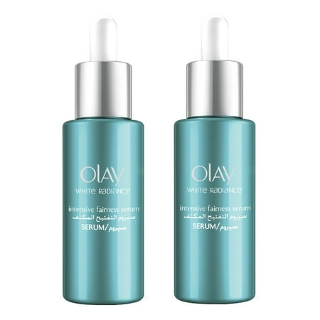 Olay White Radiance Advanced Whitening Intensive Fairness Serum, 40 ml (1.3 Oz) (Pack of 2) + Makeup Blender