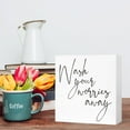 thumbnail image 5 of Zomyto 5"x5" Funny Bathroom Wood Sign Wash Your Worries Away Wood Block Sign, 5 of 6