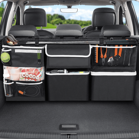 Car Storage Organizer New Version, Hanging Trunk Organizer with 10 Different Functional Storage Bags for SUV Truck MPV VAN