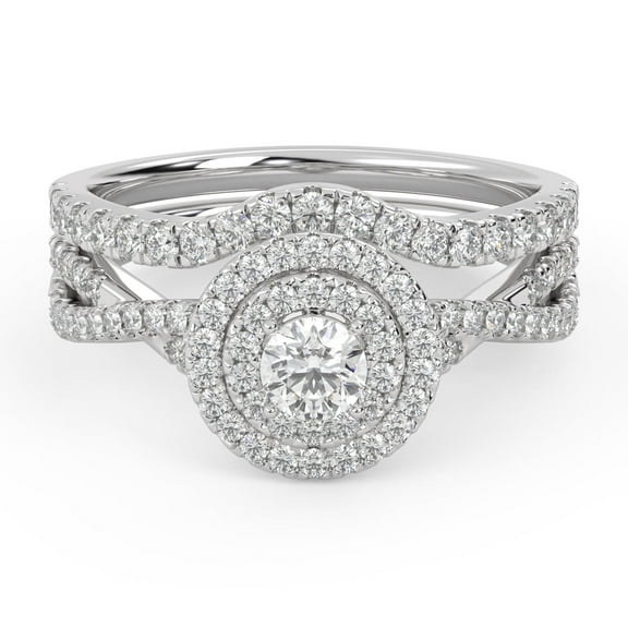 AFFY Twisted Infinity Double Halo Bridal Set Ring for Women, IGI Certified 0.80 Carat (ctw) Round Cut Lab Grown Diamond Engagement Wedding Ring In 14K Solid White Gold F-G, VS-SI Quality -4