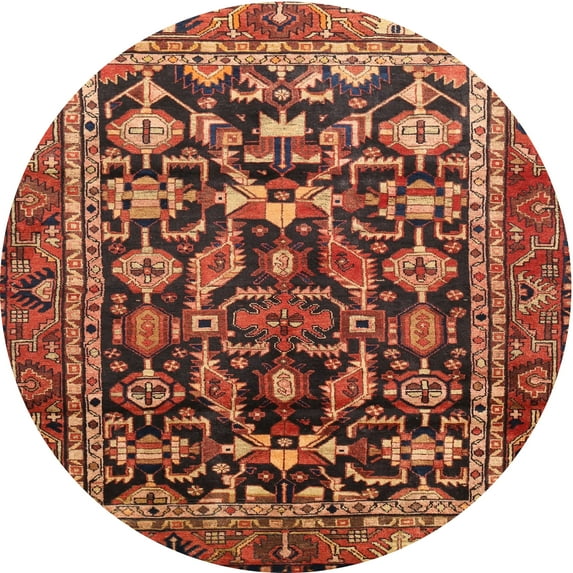 Ahgly Company Indoor Round Traditional Saffron Red Persian Area Rugs, 3' Round