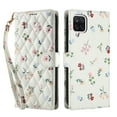 thumbnail image 2 of Wallet Case for Samsung Galaxy A12 , PU Leather Phone Cover Kickstand RFID Blocking Flip Case Card Slots Wrist Strap Relief Engraved Pattern Magnetic With Stylus Pen, Pink Flower, 2 of 10