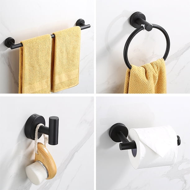 Toallero de acero inoxidable, barra para toallas, gancho para baño, toallero negro, aro para toallas de baño