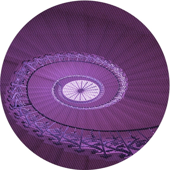 Ahgly Company Machine Washable Indoor Round Transitional Dark Orchid Purple Area Rugs, 4' Round