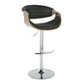 thumbnail image 4 of LumiSource Chrome Metal, Light Grey Wood, Black PU Symphony Adjustable Barstool - Set of 2, 4 of 6