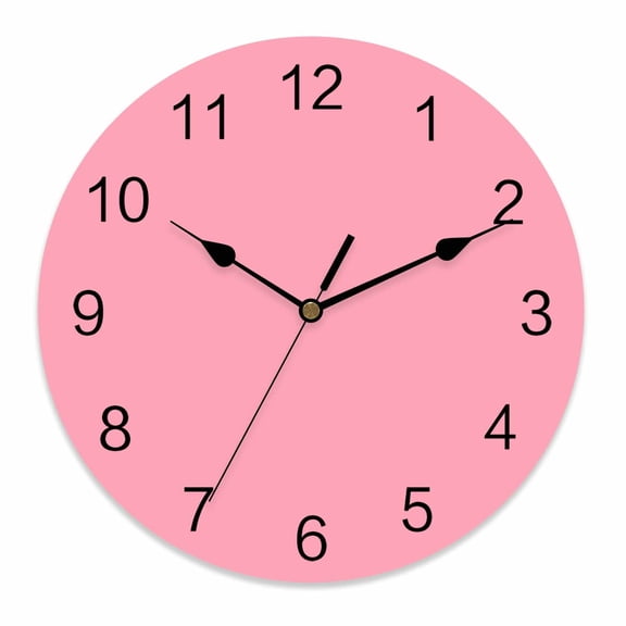 Wall Clock 12 Inch Pink Round Silent Decorative Wall Clocks Battery Operated for Living Room Bedroom Kitchen Classroom Decor, Solid Color,Large
