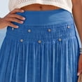 thumbnail image 5 of Zynoxe Womens Maxi Skirts Trendy Lightweight Double Layer Woven High Waist Flowy Skirts Casual Soft Full Matching Solid Lining Vacation Linen Skirts Blue XL, 5 of 6