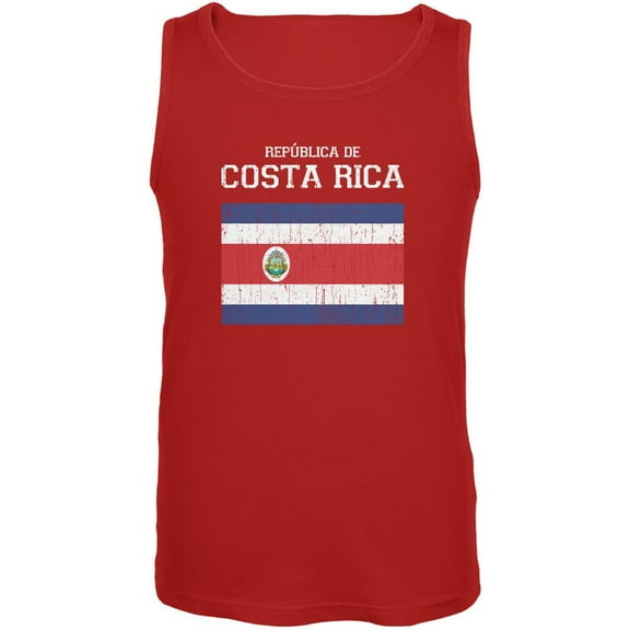 World Cup Distressed Flag Republica de Costa Rica Red Adult Tank Top - X-Large