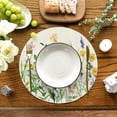 ANHXN Daisy Eucalyptus Lavender Floral Leaves Round Spring Placemats ...