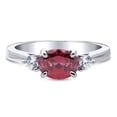 thumbnail image 2 of BERRICLE Sterling Silver 3-Stone Rings Red Oval Cut Cubic Zirconia CZ East-West Promise Ring for Women, Rhodium Plated 1.2 Carat Size 4, 2 of 8