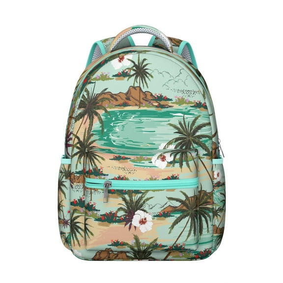 Boho Tropical Backpack Hawaiian Print Jungle Floral School Bag Vibrant Exotic Summer Backpack for Students