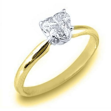 - 14k Yellow Gold Solitaire Heart Shape Diamond Engagement Ring .55 Carats