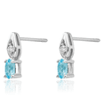 thumbnail image 3 of 14K Solid White Gold Swiss Blue Topaz Diamond Drop Dangle Earrings December Birthstone Jewelry, 3 of 10