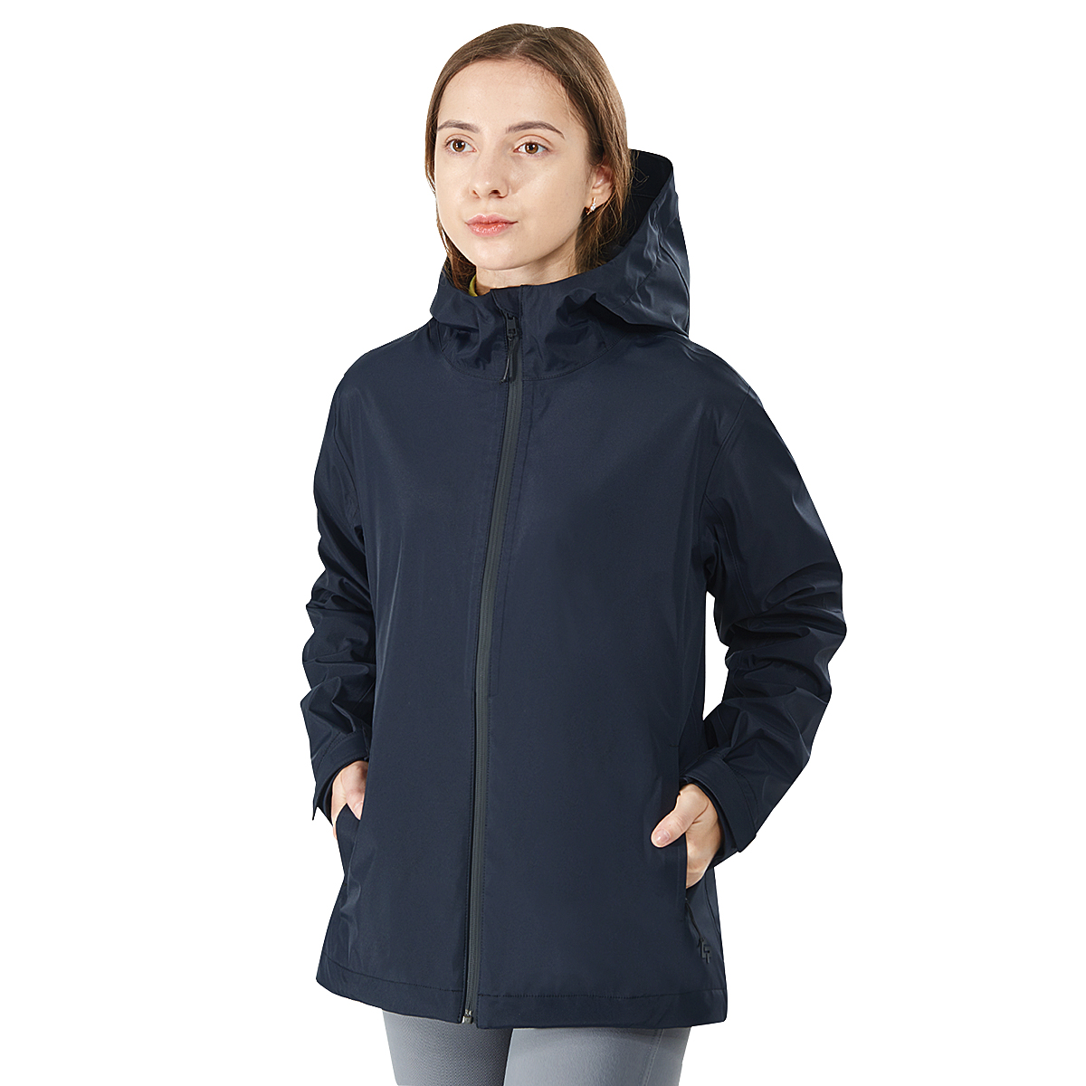 Gymax Women' Waterproof Jacket Hooded Coat w/Cuff Camping Navy Size L - image 4 of 10