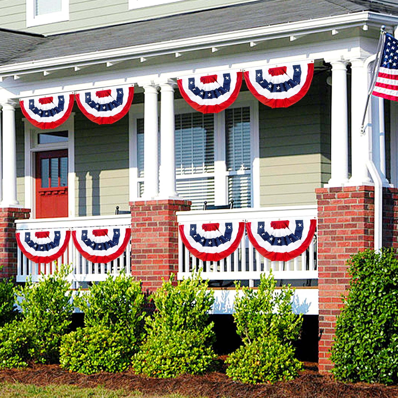 2x4 Ft American Pleated Fan Flag, Patriotic Half Fan Bunting Flag, Indoor Outdoor for 4th of July Decoration Memorial Day (Set of 5)