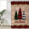 thumbnail image 5 of Buffalo Check Shower Curtain, 48" x 72", Plaid Merry Christmas Trees on Retro Wooden Board Waterproof Bathroom Curtain Washable Shower Curtain Set with 12 Hooks, 5 of 6