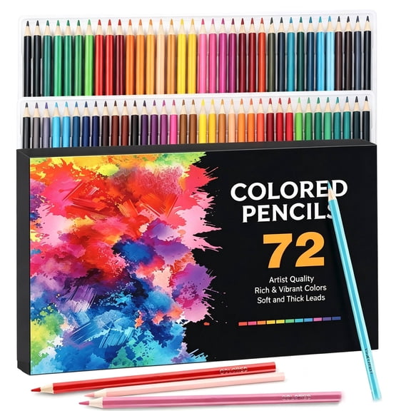 Colored Pencils 72-Color Set, Soft Lead Cores, Ideal for Drawing & Color Blending, Professional Art Supplies, School Art Kit, Perfect for Adults, Beginners & Easter Gift