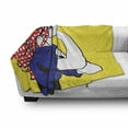 thumbnail image 3 of Unicorn Soft Flannel Fleece Blanket, Feminist Unicorn Famous Gesture on Polka Dots Setting Strength Humor Image Artwork, Cozy Plush for Indoor and Outdoor Use, 60" x 80", Multicolor, by Ambesonne, 3 of 6