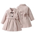 thumbnail image 3 of KYAIGUO Toddler Kids Girls Dress Woolen Jackets Long Sleeve Button Coats with Pocket Medium-Length Windbreaker Jacket Autumn Winter Coats Outerwear for 1-6 Years, 3 of 9