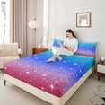 thumbnail image 4 of Castle Fairy Black Blue Glitter Print Queen Sheet Sets,Abstract Gradient Bed Set, 4 of 7
