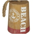 thumbnail image 4 of 5"W, 8"H Brown Wood Door Stopper Buoy Sculpture with Rope Accents, by DecMode (2 Count), 4 of 7