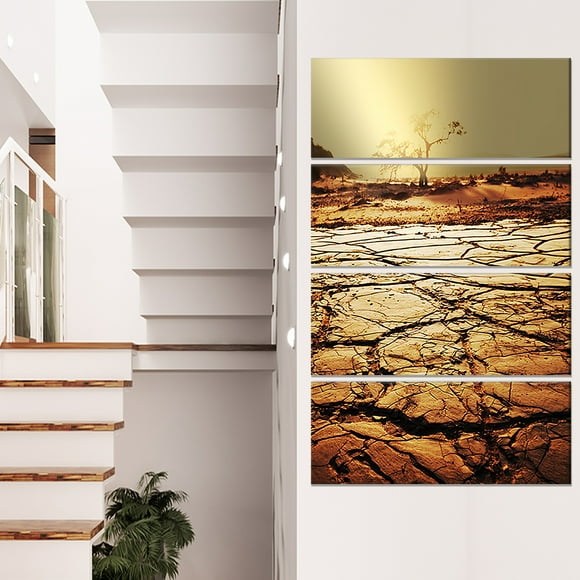Arbre Solitaire en Terre de Sécheresse - Impression d'Art sur Toile Paysage Africain