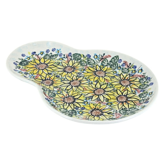 Blue Rose Polish Pottery Sunflower Maze Breakfast Plate