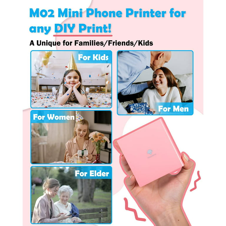 Sticker Printer Machine, Phomemo M02 Portable Bluetooth Mini Printer, Phone  Printer Compatible with iOS Android for Early Education, Learning