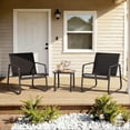thumbnail image 2 of Asofer 3-Piece Outdoor Patio Furniture Set with Glass Table, Bistro  Chairs Set for Poolside, Porch, Lawn, Black, 2 of 9