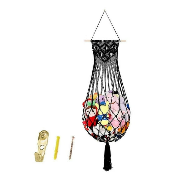 Red de almacenamiento para peluches o hamaca de juguetes, red colgante de macramé para guardar juguetes de peluche y organizar la habitación del bebé.