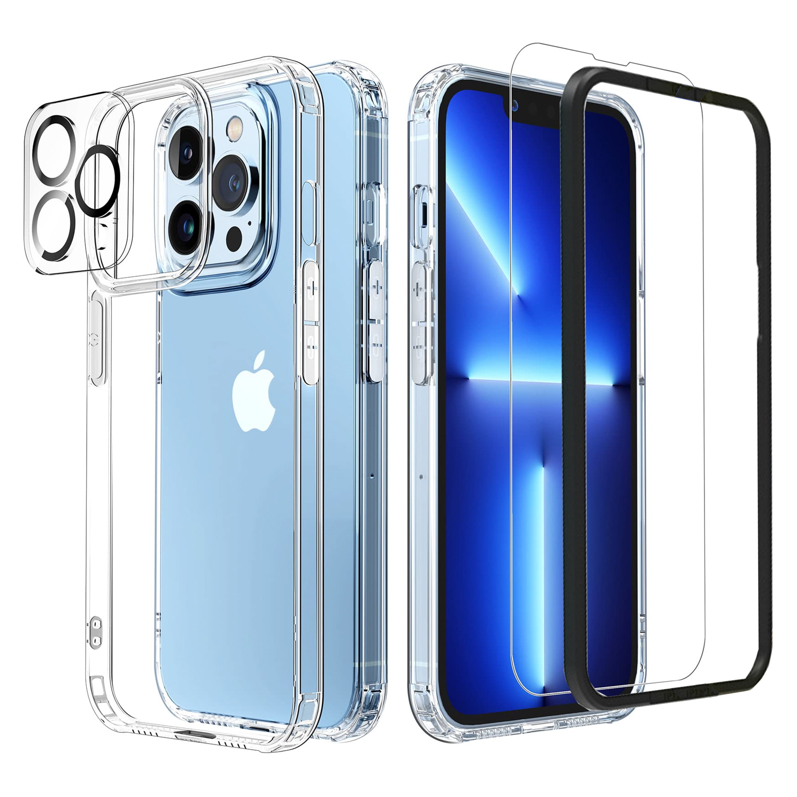 iPhone 13 Pro Max Case Set of 6：1 Clear Case 2 Tempered Glass Screen