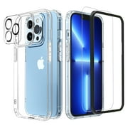 iPhone 13 Pro Max Case Set of 61 Clear Case 2 Tempered Glass Screen Protectors 2 Camera Lens Protectors 1 Screen Protector Install Guidance Frame Anti-yellow Military Grade Drop Protection 6.7 Inch