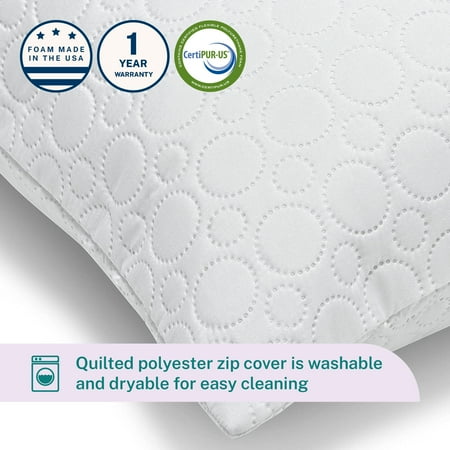 Sleep Innovations - Quilted Memory Foam Micro Cushion Queen Pillow - White
