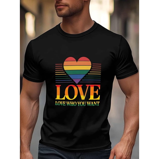 Men's T-Shirt,Short Sleeve Tee Shirt Casual Tops Love Who You Want Words Crew Neck T Shirts for Men