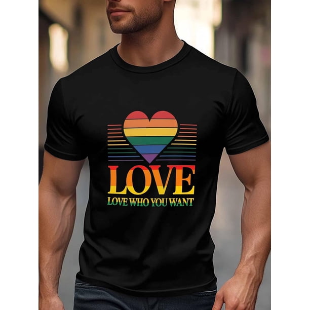 Men's T-Shirt,Short Sleeve Tee Shirt Casual Tops Love Who You Want Words Crew Neck T Shirts for Men