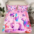 thumbnail image 2 of Homewish Dreamy Cartoon Unicorn Twin Sheet Sets for Teen, Cute Stars Rainbow Twin Fitted Sheet, Fairy Tale Theme Flat Sheet, Luxury Bedroom Decor, 3pcs, 2 of 7