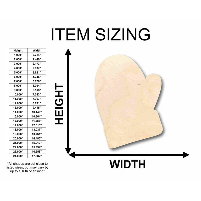 Mitten Cutouts 8-inch, Pack of 2 Unfinished Wood Crafts Blank