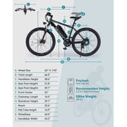 ANCHEER Gladiator 500W 26 Electric Bike for Adults, Electric Mountain Bike with 1.95 Inch eMTB Tire, 48V 10.4Ah Battery, 7 Speed,Front Suspension,Adults Electric Bicycle UL2849 Certified