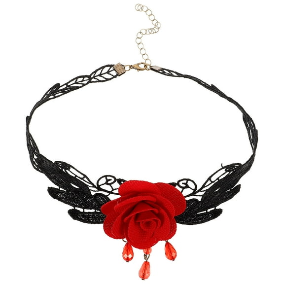 Raindrops Flower Tassel Necklace Choker Lightweight Lace Red 1Set for Women Use