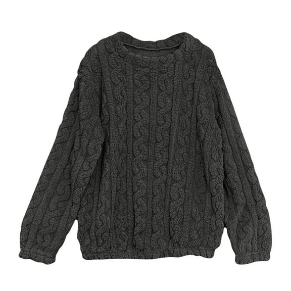 Women's Fleece Sweat Blouses Long Sleeve Thermal Sweatshirt Loose Fit Pullover Sweater Blouses Fall Winter Velvet Knit Sweater Comfy Fall Fashion Outfits Winter Clothes