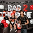 thumbnail image 4 of Bad Two The Bone Party Decorations Red and Black Rock Themed 2nd Birthday Party with Bad Two The Bone Balloon Banner Red Fringe Curtain for Boys Girls Rock and Roll Music Themed Birthday Supplies, 4 of 7